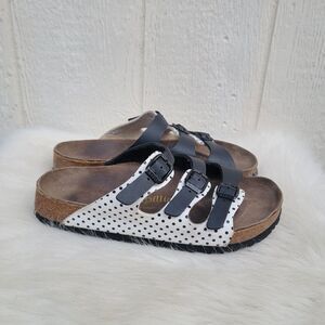 Papillio Birkenstocks Blk/wht Polka Dot Sandals Womens Sz 8 Euro 39 Slides